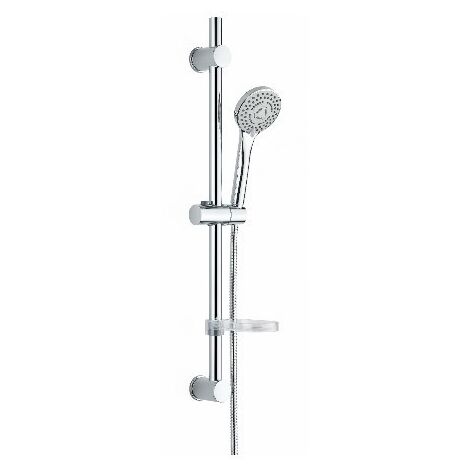 Saliscendi Blu Relax con Doccetta 3 Getti DC5229, Flessibile 150 cm, Portasapone – Cromo