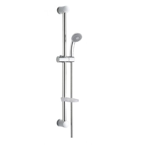 Saliscendi con asta ø25 mm, altezza 660 mm, doccetta 1 getto cromata, portasapone e flessibile 150 cm - Modello: nature 125