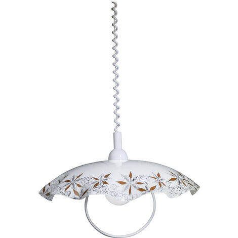 Saliscendi D45 1xE27 Montatura Bianca Vetro Lastra Bianco E-Energy Brigitta