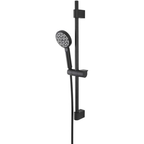 Saliscendi doccia 70 cm regolabile con doccetta tonda in ABS nero opaco Hidra