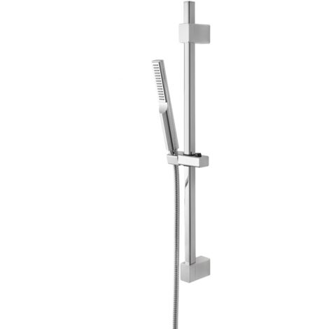 Saliscendi doccia quadrato 70 cm regolabile con doccetta slim in ABS cromo Hidra