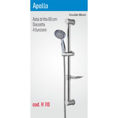 Saliscendi per doccia asta dritta con attacchi fissi in double blister MOD.APOLLO