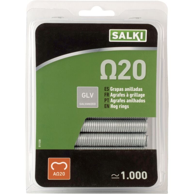 Salki - Blister - Agrafe omega 20 Plastifiée verte - 1000pcs