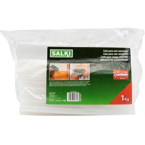 SALKI cola fusible transparente 12x195mm bolsa 1k , Cola termofusible transparente de 12mmLargo de la barra 195mmBolsa de 1 kg.