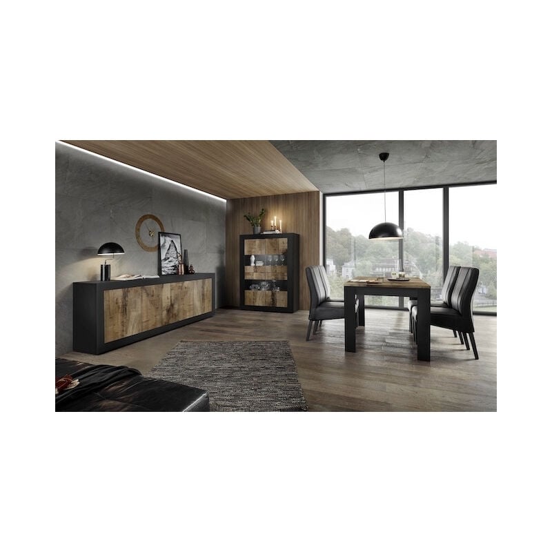 Salle à manger basic noir mat/pero - Avec