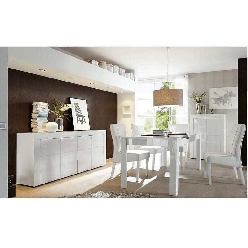 Azura Home Design - Salle à manger complète easy blanc laqué - sans