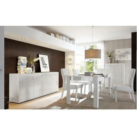 AZURA HOME DESIGN Salle à manger complète EASY blanc laqué - SANS