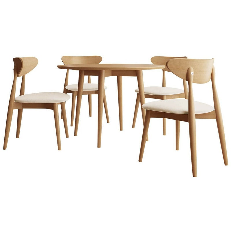 Mobilier1 - Salle à manger complète Racine 124, Marron, 76x0x0cm, Diamètre: 100, Nombre de places: 4, Style: Contemporary