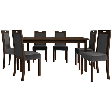 Salle à manger complète Victorville 262, Noix, 76x92x160cm, Diamètre: 0, Nombre de places: 4, Style: Contemporary