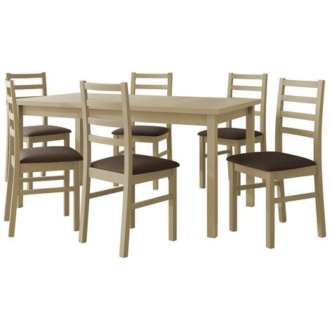Salle à manger complète Victorville 307, Sonoma chêne, 76x92x160cm, Diamètre: 0, Nombre de places: 6, Style: Contemporary