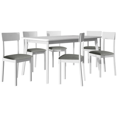 Salle à manger complète Victorville 350, Blanc, 75x90x160cm, Diamètre: 0, Nombre de places: 6, Style: Contemporary