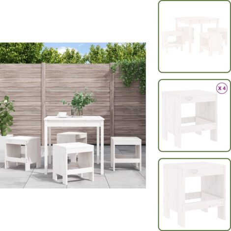 Salle à manger extérieur - vidaXL Ensemble à manger de jardin 5pcs blanc bois massif de pin - Meubles extérieurs