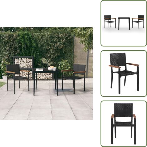 Salle à manger extérieure - vidaXL Ensemble à manger de jardin 3 pcs Noir - Meubles de jardin