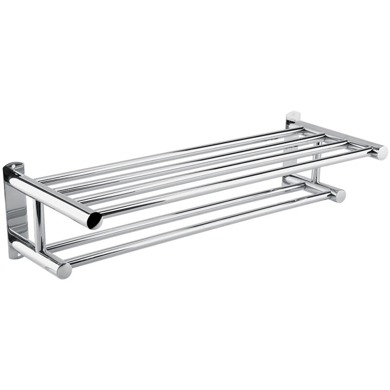 Rapanda - Salle de bain et WC,Porte-serviettes mural double couche en chrome pour salle de bain