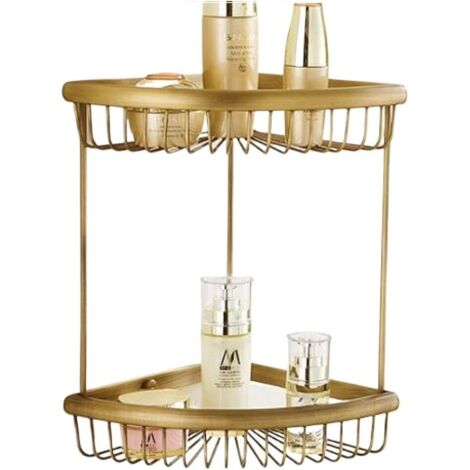 Salle de bain, étagère/support de salle de bain multifonctionnelle à double niveau, coins arrondis et trous de perçage en cuivre, pour la maison