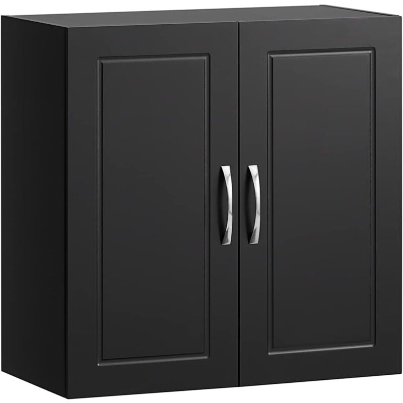 FRG231-SCH Meuble Haut Armoire de Toilettes Salle de Bain Suspendue Placard Commode Murale – 2 Portes - Noir - Sobuy