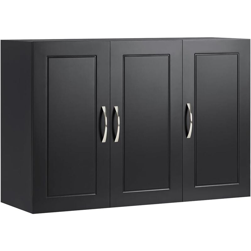 FRG231-L-SCH Armoire Murale de Salle de Bain, Placard de Rangement, Meuble de Rangement Suspendu, Meuble Haut avec 3 Portes, 90x30x60 cm, Noir - Sobuy