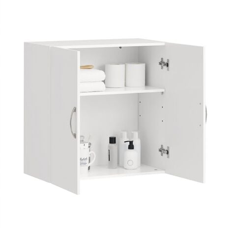Salle de Bain Suspendue Placard Commode Murale – 2 Portes - Blanc FRG231-W SoBuy®