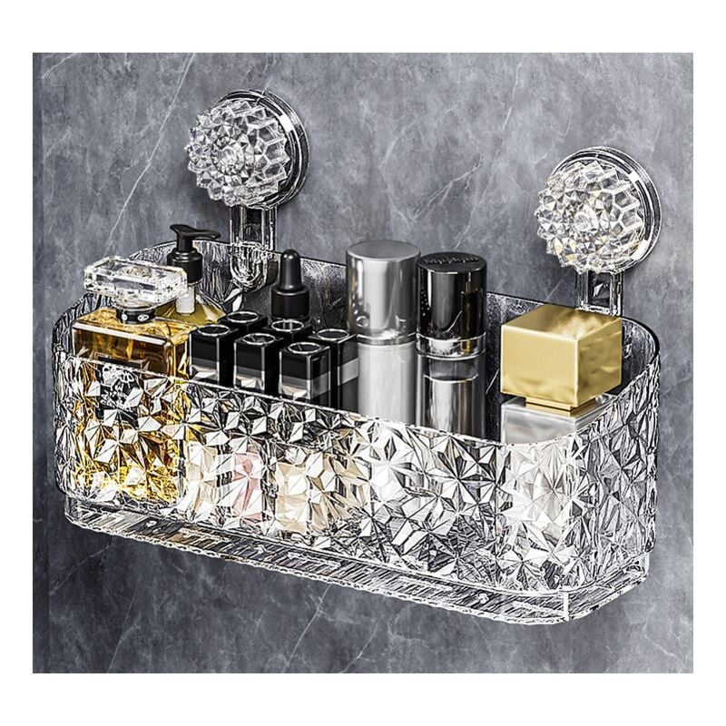 Shining House - Salle De Bains Etagere Ventouse,Étagère Avec Motif Glacier,Boîte De Rangement Mural Pour Toilettes,Peut être Renforcé Par