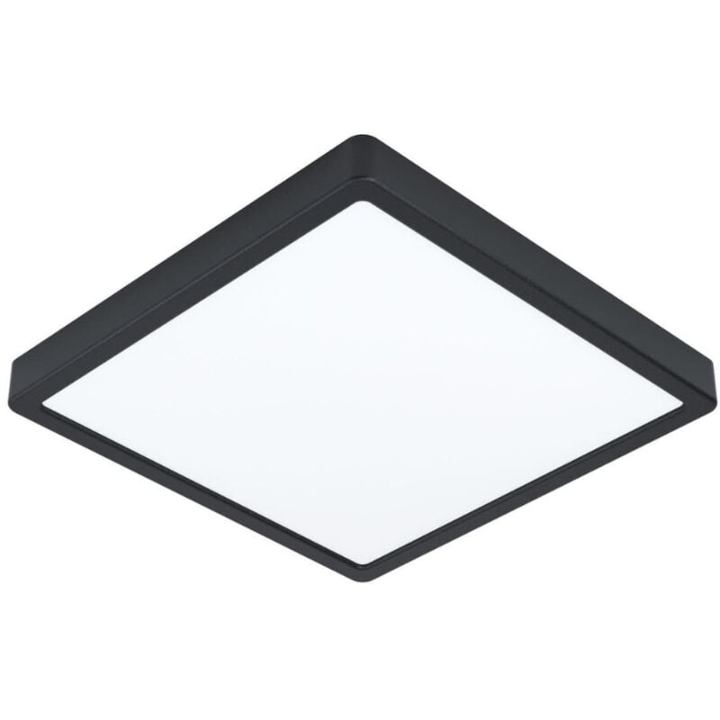 Fueva 5, Plafonnier led avec protection IP44, pour salle de bain/cuisine/chambre, 28,5x28,5x3 cm, plastique, noir (99271) - Eglo
