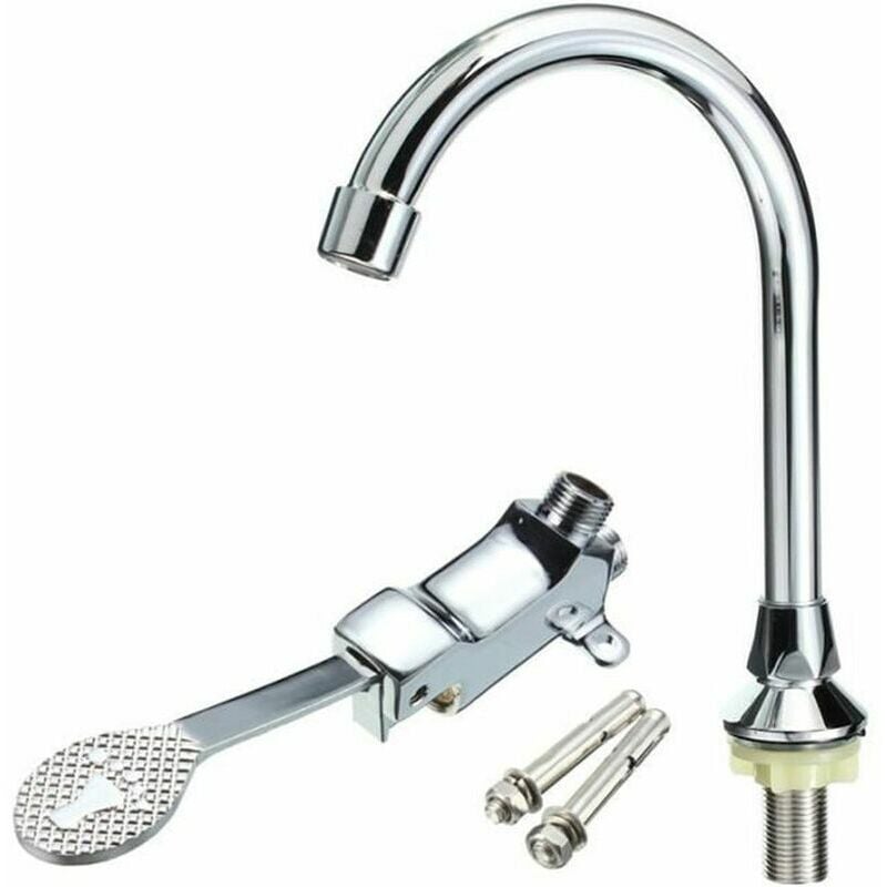 Ensoleille - Salle de bains laboratoire bassin robinet cuivre pied pédale laiton bassin mélangeur robinet d'eau robinets unique eau froid, Ensoleillé
