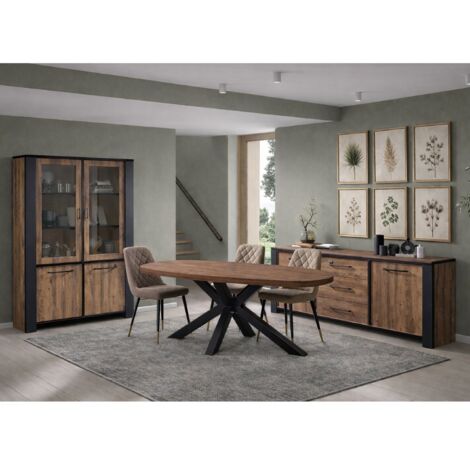 Salle manger complète en bois avec table ovale SAMANTHA