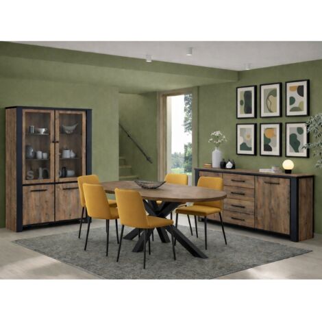 Salle manger complète en bois SAMANTHA (buffet + table ovale)