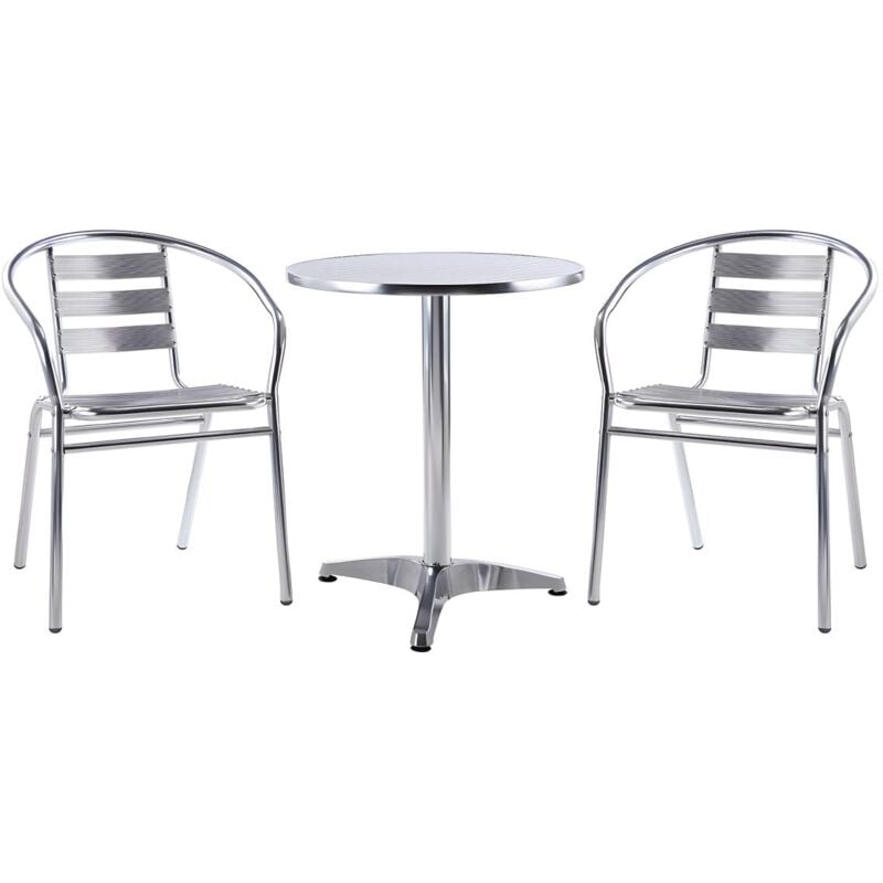 Vente-unique - Salle à manger de jardin en aluminium : une petite table ronde et 2 chaises - montmartre de mylia