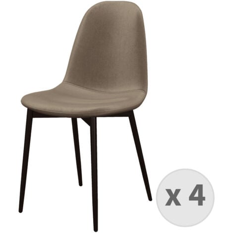 MOLOO SALLY-Chaise en Velours Taupe et métal noir (x4)