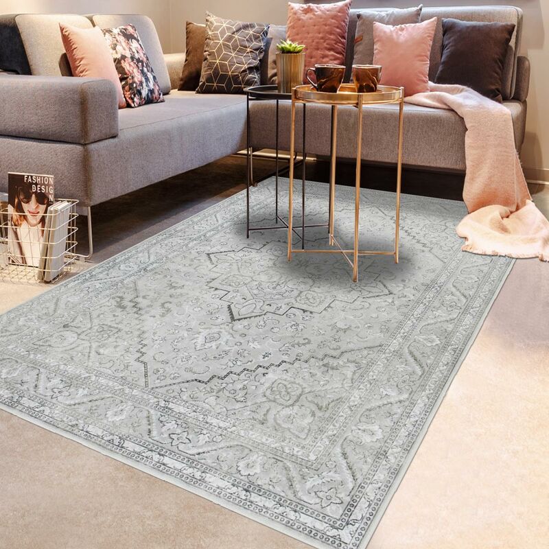 

Alfombra Oriente estilo rana en gris viscosa - Gris
