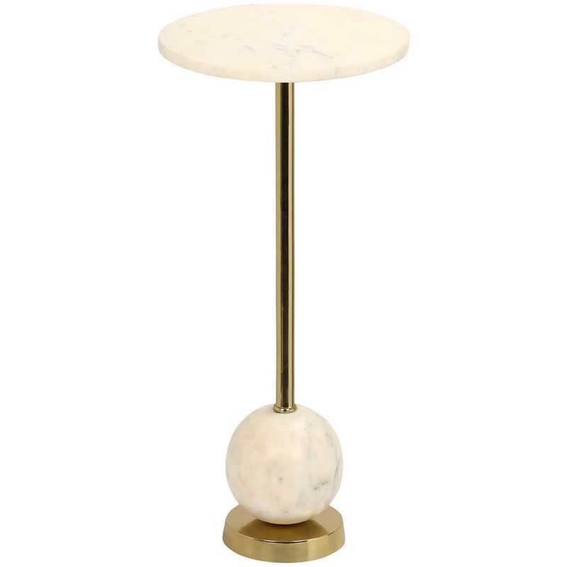 Ebuy24 - Salo table basse , table d'angle Ø25cm marbre laiton, marbre.