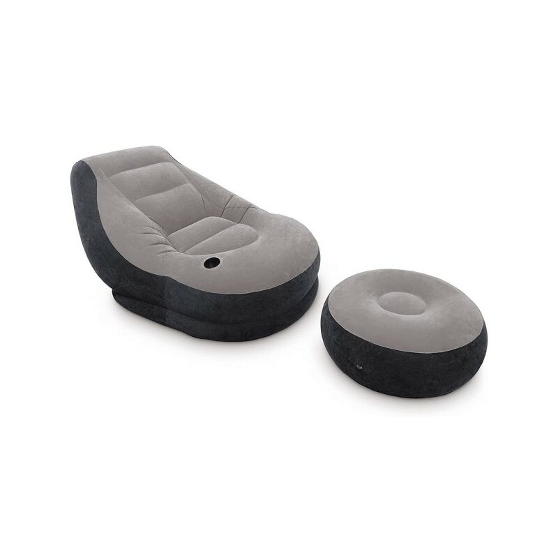 Trade Shop Traesio - Sillón Lounge 99X130X76 Cm Con Reposapies 64X28 Cm Con Portavidrio 68564