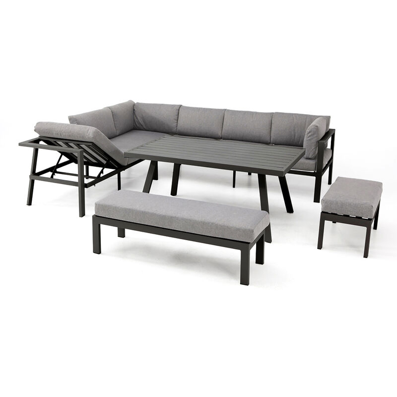 Antalya - Ensemble repas de jardin 9 places en aluminium gris anthracite Dcb Garden