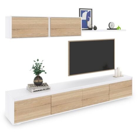 Salón Arlet Blanco Artik (Blanco Mate) - Roble Canadian (ancho) x 43cm (alto)