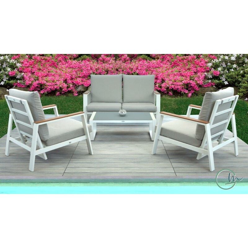 Giardini Di Maggio - Salon bas de jardin avec dossiers inclinables ninfea by avec canapé 2 places, deux fauteuils et table basse