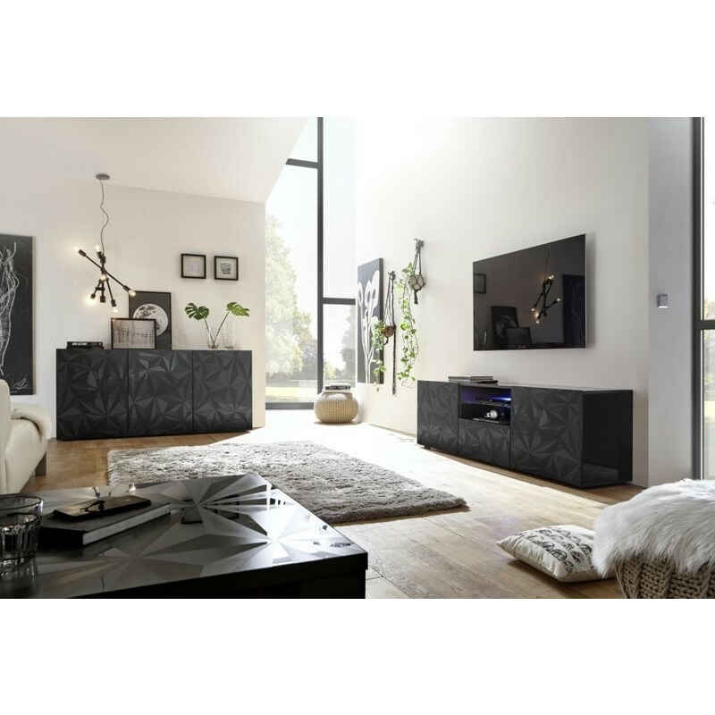 Azura Home Design - Salon complet Luther 3 éléments Anthracite