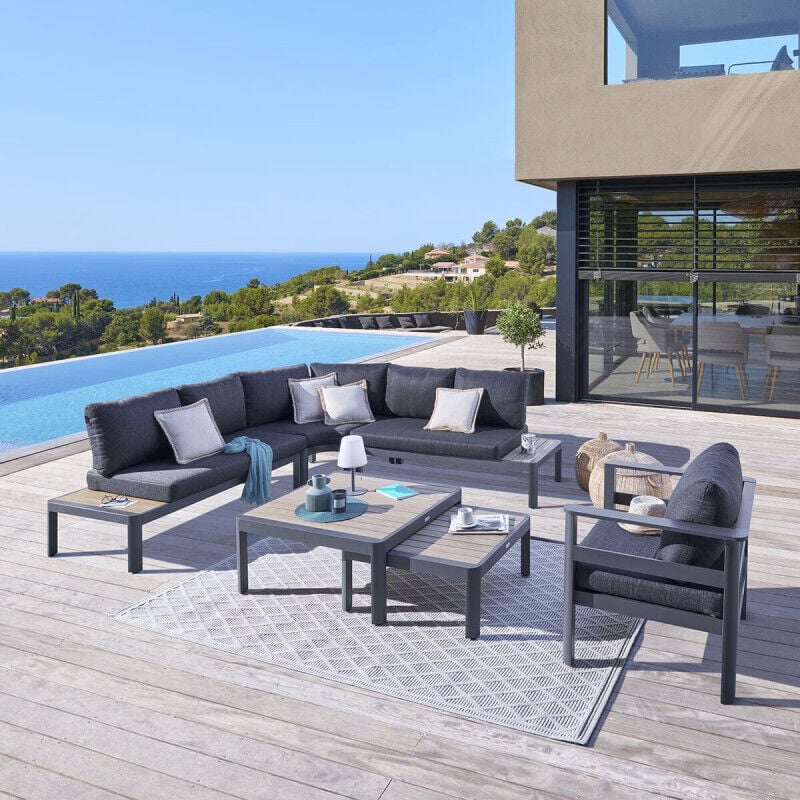 Hesperide - Salon d angle de jardin Paradize 6 places graphite - Hespéride