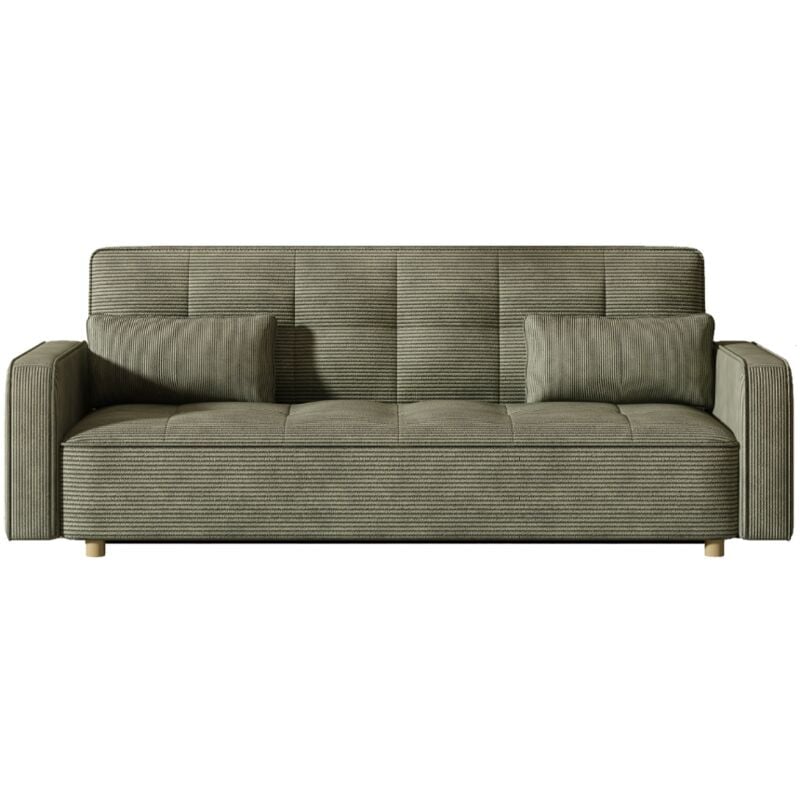 COPENHAGUE - Canapé scandinave convertible 3 places en velours côtelé vert