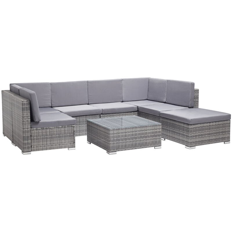 Guadalo Salon de jardin bas résine & acier Gris 8 places