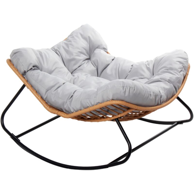 Concept-usine - canggu - Fauteuil à bascule en résine tressée coussin gris