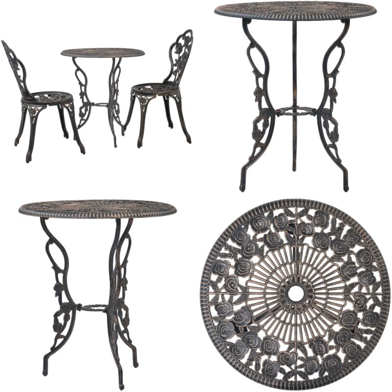 Salon de bistro 3 pcs Aluminium coulé - Salon De Jardin - Mobilier De Jardin - Set De Bistrot - Table Et Chaises - Table Ronde - Home & Living