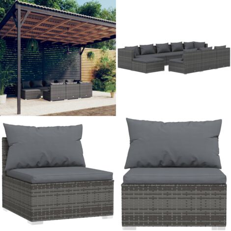 Salon de jardin 10 pcs avec coussins Gris Résine tressée - Salon De Jardin - Meuble De Jardin - Ensemble Salon De Jardin - Canapé Extérieur - Mobilier De Jardin - Home & Living