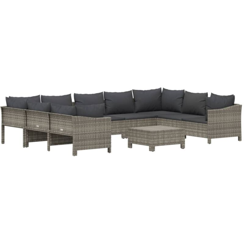 Vidaxl - Salon de jardin 10 pcs avec coussins Gris Résine tressée
