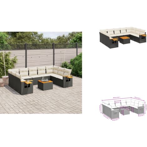 Salon de jardin 10 pcs avec coussins noir résine tressée - Salon De Jardin - Canapé Extérieur - Mobilier De Jardin - Set Salon De Jardin - Résine Tressée