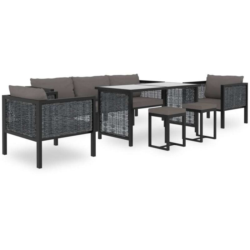 Vidaxl - Salon de jardin 8 pcs avec coussins Résine tressée Anthracite