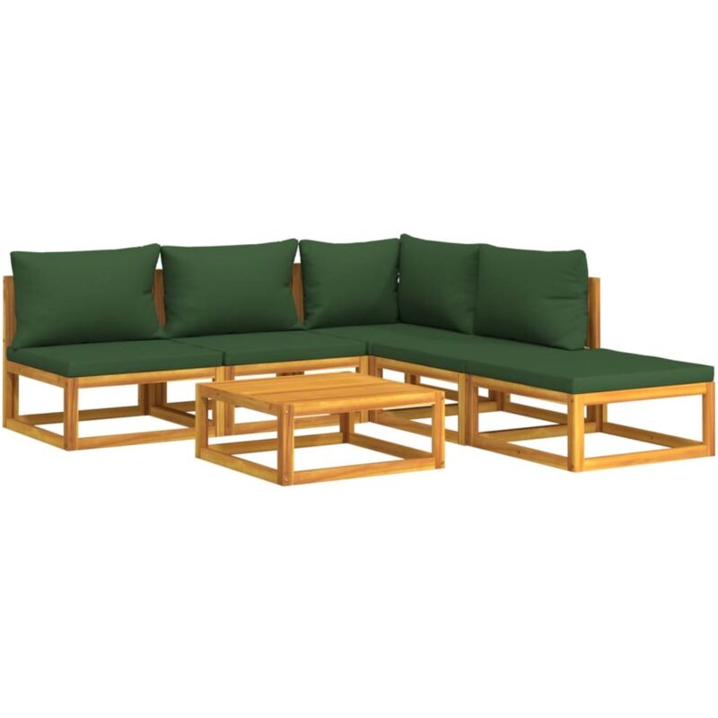 Vidaxl - Salon de jardin 6 pcs avec coussins vert bois massif