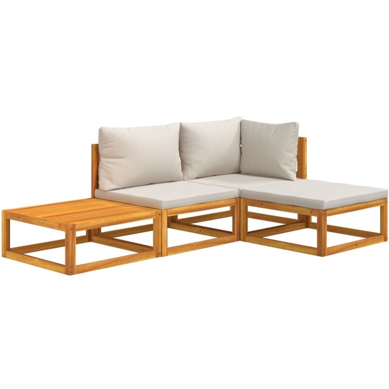 Vidaxl - Salon de jardin 4 pcs avec coussins gris clair bois massif