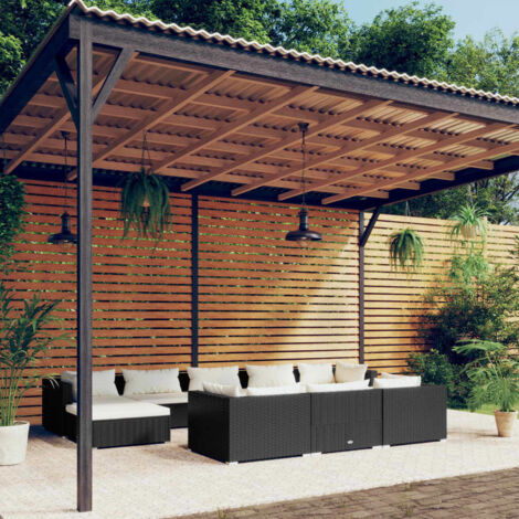 Salon de jardin 10 pcs - Mobilier de jardin - Ensemble repas de jardin avec coussins Noir Résine tressée vidaXL