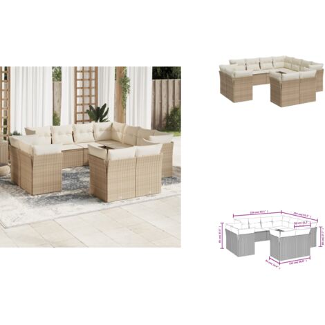 Salon de jardin 11 pcs avec coussins beige résine tressée - Salon De Jardin - Canapé Extérieur - Meuble De Jardin - Ensemble Salon De Jardin - Mobilier De Jardin