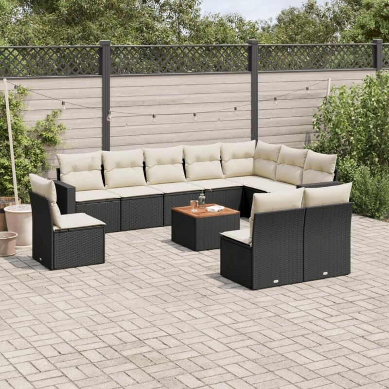 Vidaxl - Salon de jardin 11 pcs avec coussins noir résine tressée